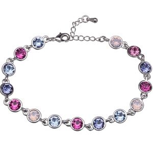 Colorful Crystal Tennis Bracelet – Made with Swarovski Crystals – Adjustable Spa